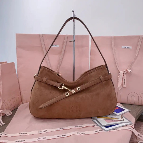 MiuMiu 5BC181 Aventure Suede leather bag Brown