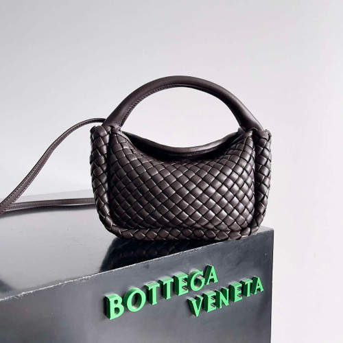 Bottega Veneta BV 805739 Mini Cobble Top Handle Dark Brown