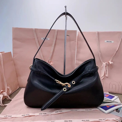 MiuMiu 5BC181 Aventure nappa leather bag Black