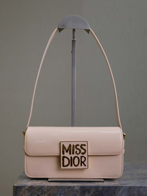 Dior M2610 Miss Dior Flap Bag Beige Patent Calfskin