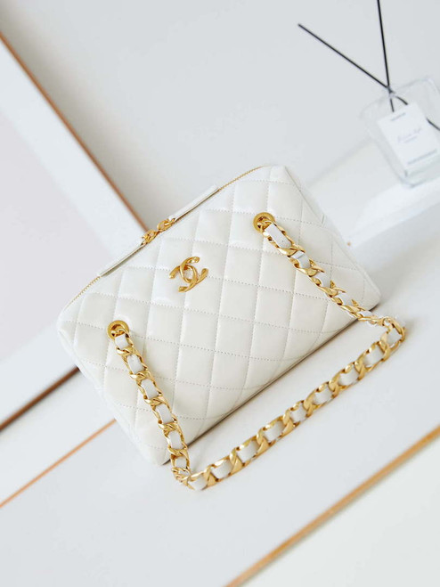 Chanel 24K New Bowling ball waxed Lambskin AS5152 White Gold