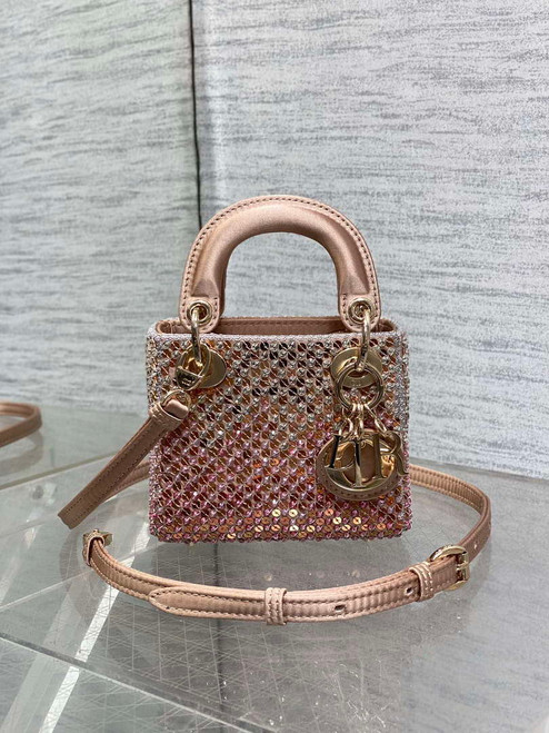 Dior S0856 Micro Lady Dior Limited edition handmade beads Pink