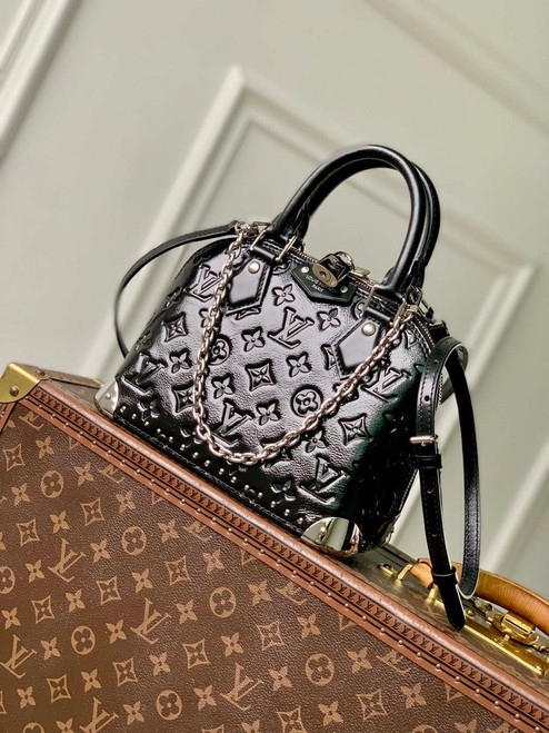 LV M27812 Louis Vuitton Alma Trunk BB Handbag Black