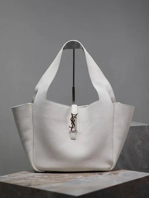 YSL 763435 LE 5 À 7 BEA IN GRAINED LEATHER White