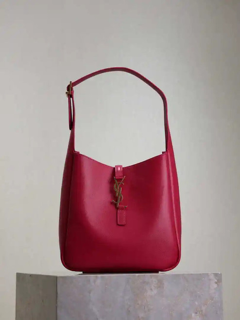 YSL 713938 LE 5 A 7 Supple Small In Grained Leather Rose Red