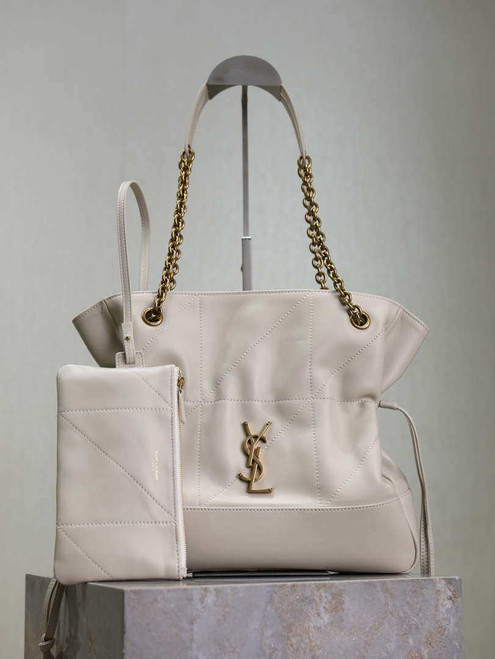YSL 833948 JAMIE 4.3 Small SHOPPING in lambskin White