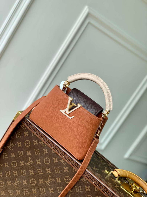 LV M14176 Louis Vuitton Capucines Mini Bag Taurillon leather Brown