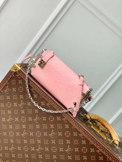LV M25445 Louis Vuitton Slim Trunk Bag Ostrich Pattern Pink