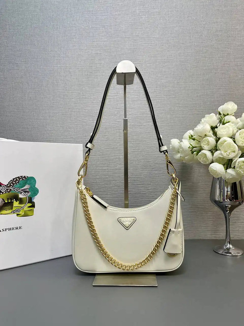 Prada Re-Edition leather mini-bag 1BC204 Beige