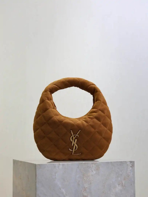 Saint Laurent YSL 851689 ICARINO in quilted suede Brown
