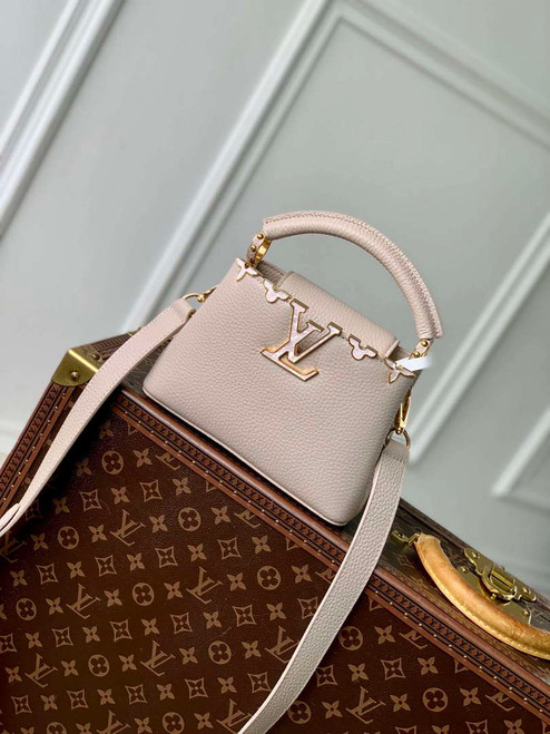 LV M11341 Louis Vuitton Capucines Mini Bag Galet Gray
