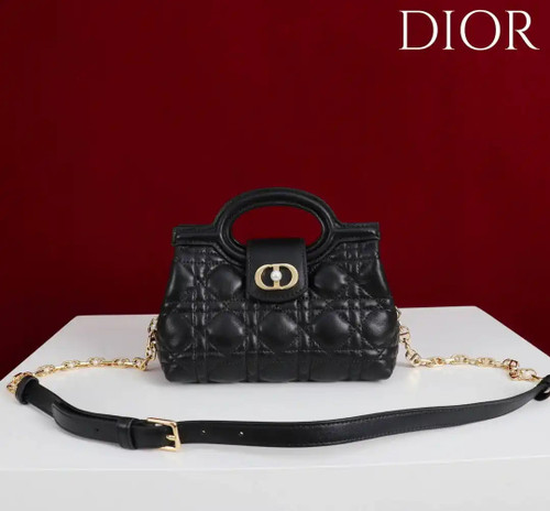 Dior Jolie Top Handle Mini Bag Black Cannage Lambskin S3123UNJB_M900 Black