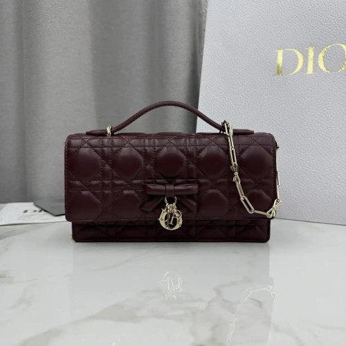 Dior S0984 My Dior Mini Bag Wine Red Cannage Lambskin