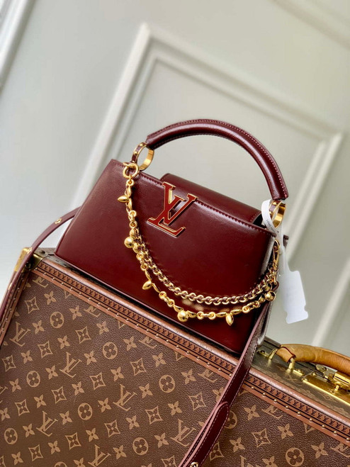 LV M25473 Louis Vuitton Capucines East-West BB Bag Grenat Red