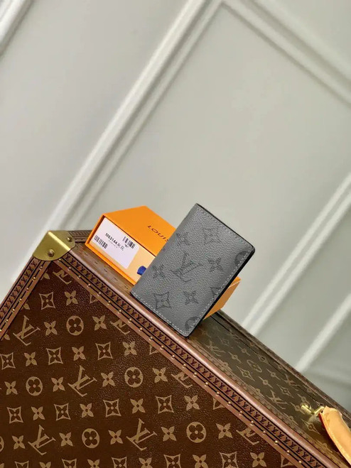 LV M63144 Louis Vuitton Pocket Organizer Coated Canvas Gray