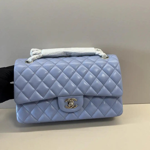 Chanel A01112 Flap Classic 11.12 Handbag Lambskin Dark Blue Light