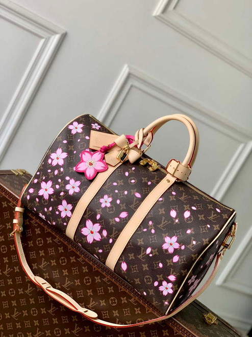 LV M13752 Louis Vuitton LV x TM Keepall Bandoulière 45 Bag Sakura Brown