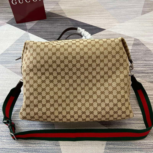 Gucci 821668 GG Canvas Medium Duffle Bag Brown