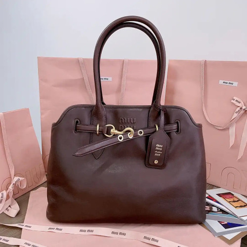 MiuMiu 5BG291 Aventure nappa leather Medium bag dark Brown