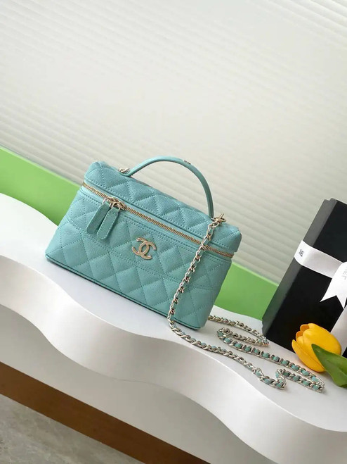 Chanel 25C Vanity with Chain Grained Calfskin AP4407 Blue