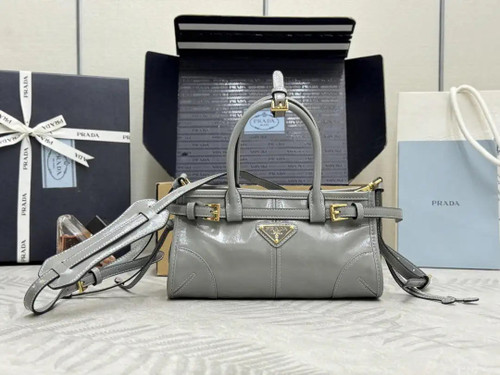 Prada 1BA486 Bonnie leather mini handbag Gray