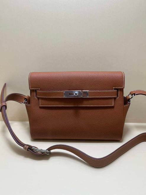 Hermes H084109CK25 Kelly Messager Shoulder Togo 25 bags Brown Silver