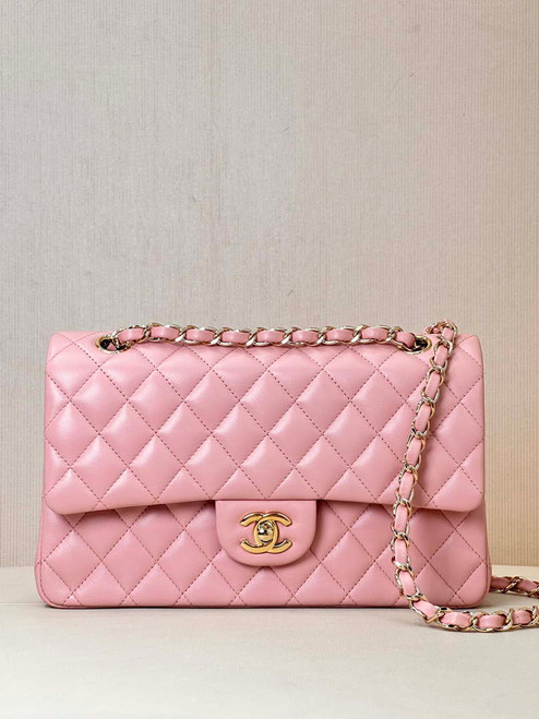 Chanel A01112 Flap Classic 11.12 Handbag Lambskin & Gold-Tone Metal Cherry Blossom Pink