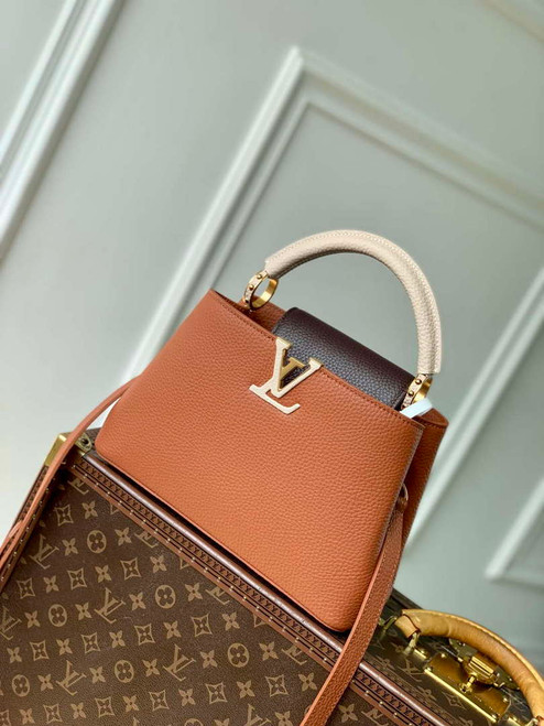 LV M14176 Louis Vuitton Capucines BB Bag Taurillon leather Brown
