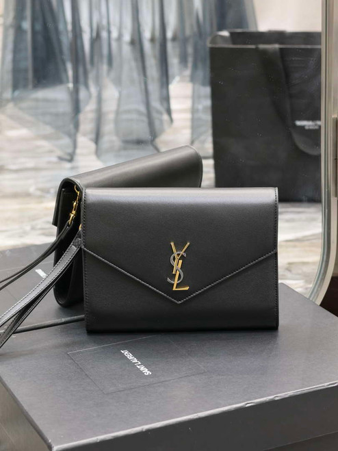 YSL 617662 Cassandre Matelassé Flap pouch in Black leather