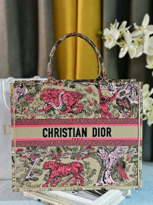Dior M1286 Large Book Tote Toile de Jouy Embroidery M1102