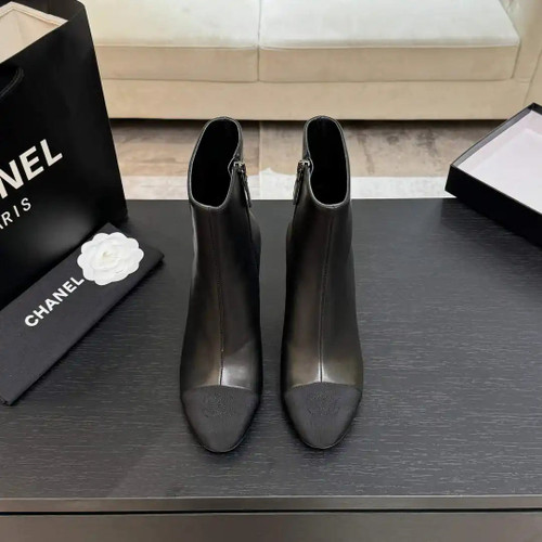 Chanel G46755 color-blocked high-heeled ankle boots C90335