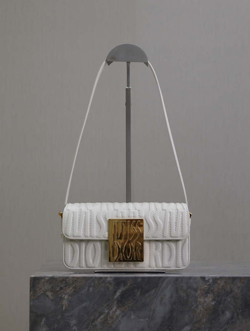 Dior M2610UBOS_M900 White Quilted Miss Dior Allover Calfskin