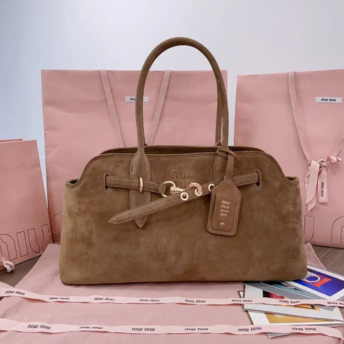 MiuMiu 5BG310 Aventure Suede leather bag Brown