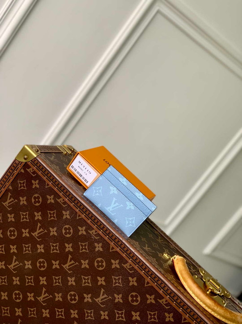 Louis Vuitton M62170 LV Double Card Holder Monogram Eclipse Blue