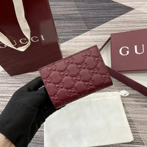 Gucci 847208 GG Emblem small wallet Rosso Ancora red GG leather