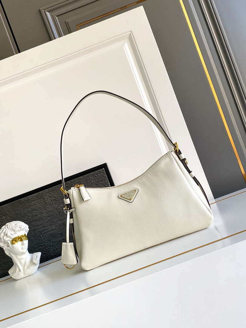 Prada 1BC229 Prada Aimèe Medium leather shoulder bag White
