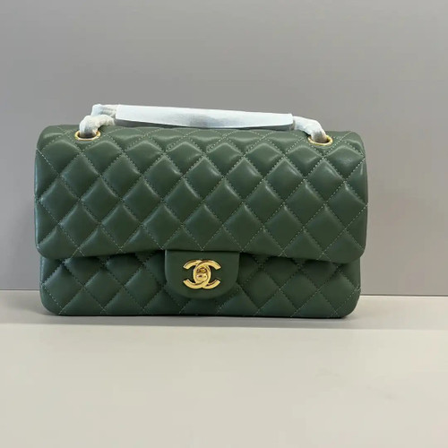 Chanel A01112 Flap Classic 11.12 Handbag Lambskin Dark Green