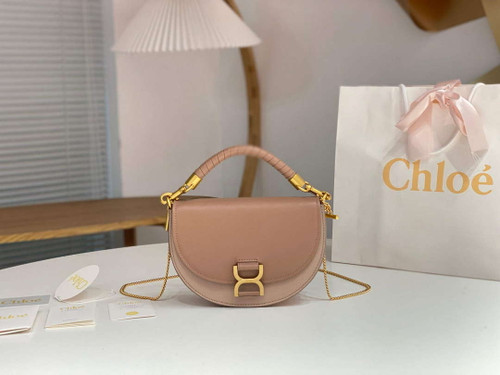 Chloé CHC24SS604M52527 Marcie Chain Flap Bag in Leather Woodrose