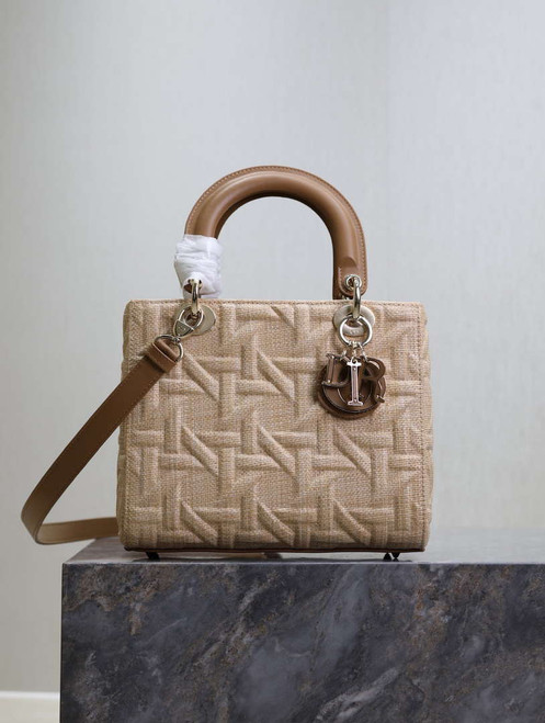 Dior M0565 Medium Lady Dior Bag Brown Graphic canvas