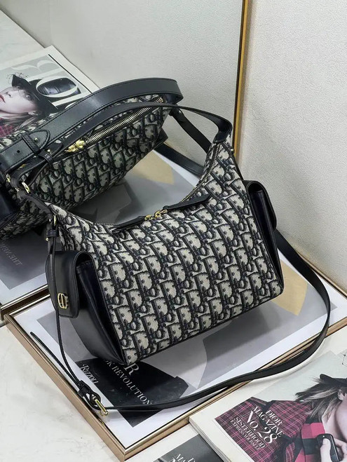 Dior Medium D-Dream Bag M6323 Blue Dior Oblique Jacquard and Smooth Calfskin