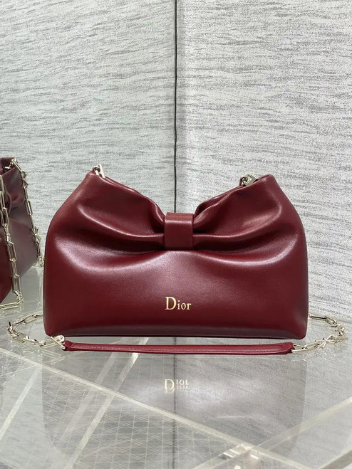 Dior Small Dior Bow Bag Lambskin M0715 Wine Red