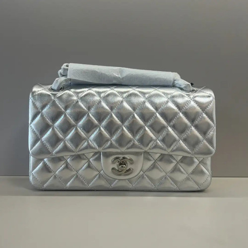 Chanel A01112 Flap Classic 11.12 Handbag Lambskin Silver