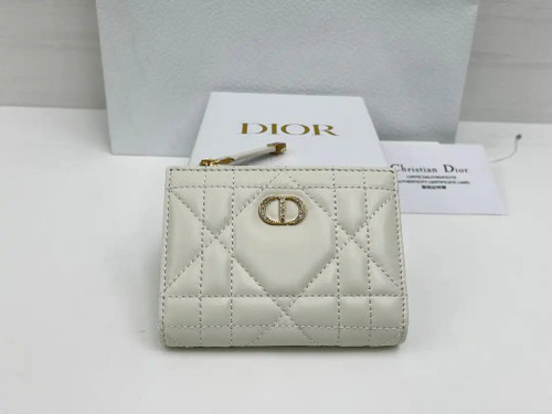 Dior S5173 Caro Dahlia Wallet White Supple Cannage Calfskin