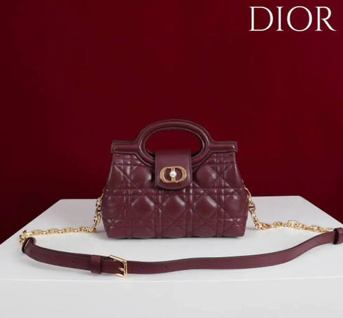 Dior Jolie Top Handle Mini Bag Wine Red Cannage Lambskin S3123UNJB_M900