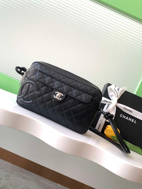 Chanel AS6326 Vintage Camera Case Bag Lambskin Black With black CC