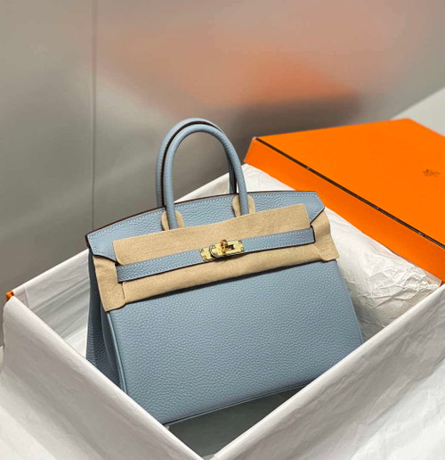 Hermes Birkin Tote Bag Togo Leather 28608 Linen blue