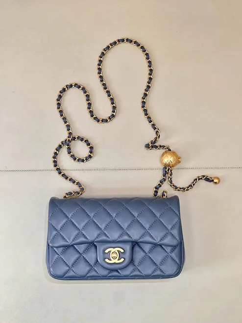 Chanel AS1787 Mini Flap Bag Lambskin Blue