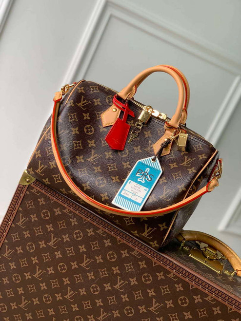 LV M11945 Louis Vuitton Speedy Soft 30 Crafty Bag Monogram Red