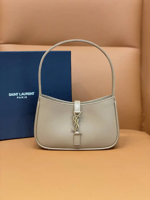 YSL 710318 MINI LE 5 À 7 IN SMOOTH LEATHER Gray