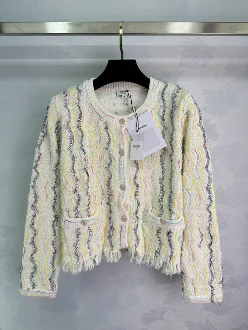 Chanel Women Rainbow woven texture jacket C62319